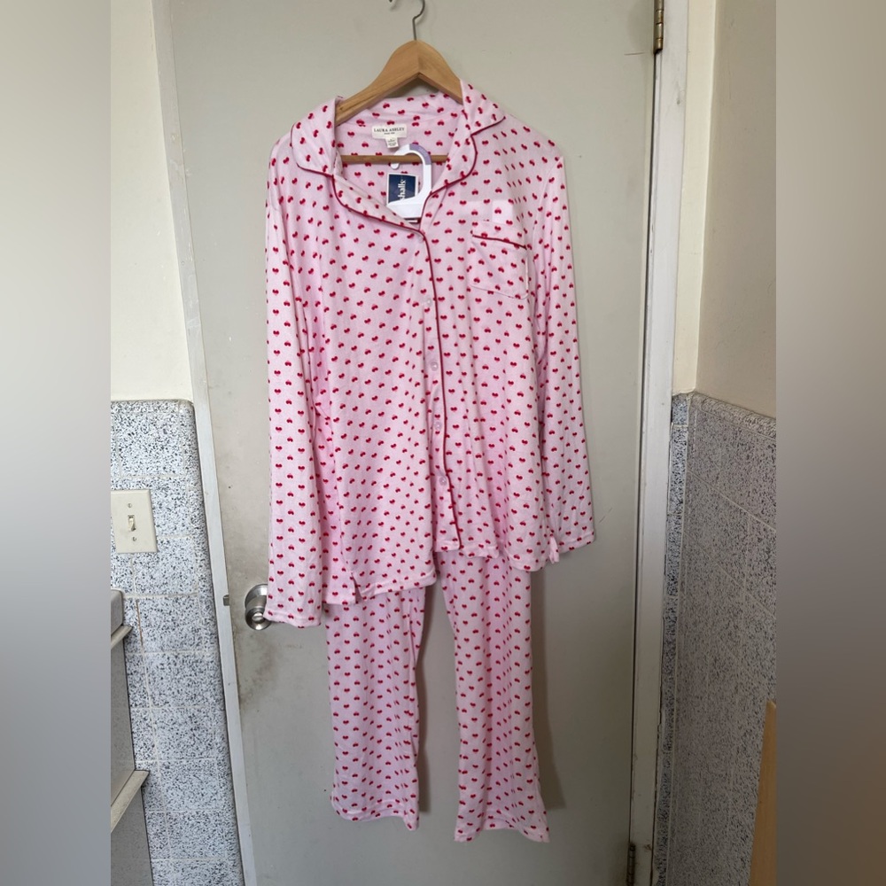 Laura Ashley pink heart pajama set
